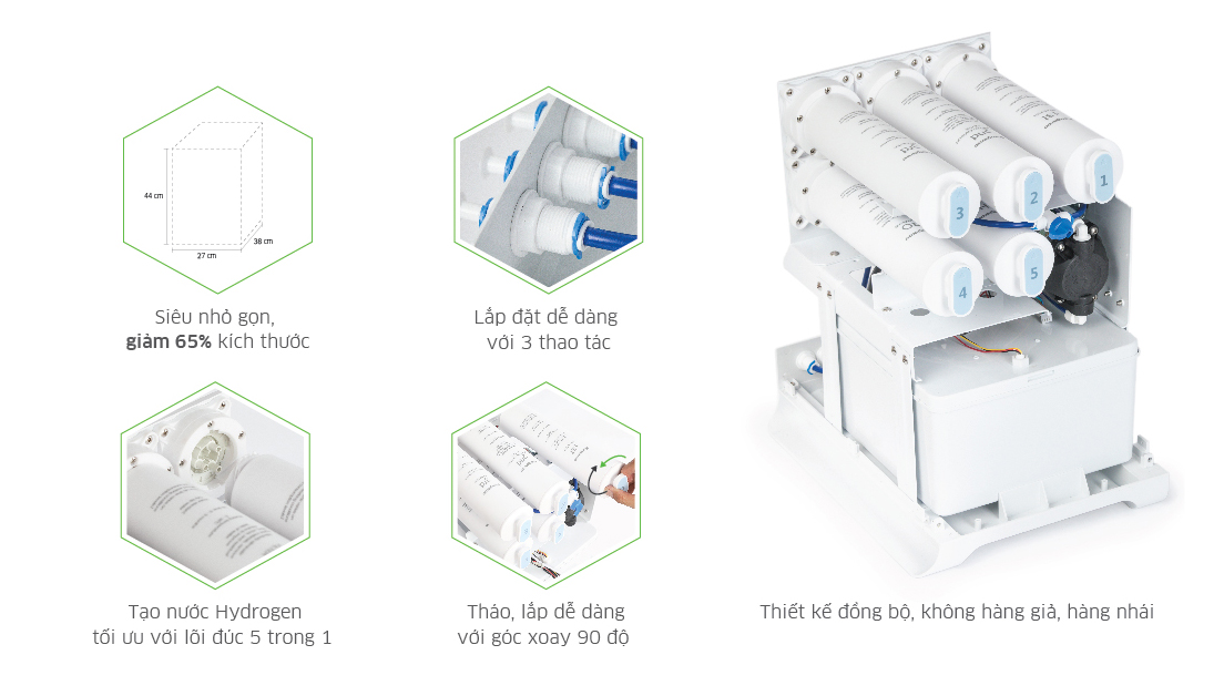 Máy lọc Kangaroo KG100MED cấu tạo bộ lõi đúc nguyên khối cao cấp