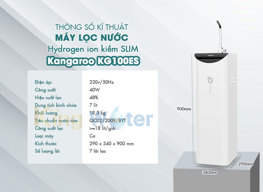 Thông số kĩ thuật máy lọc nước ion kiềm OVAL KG100ES