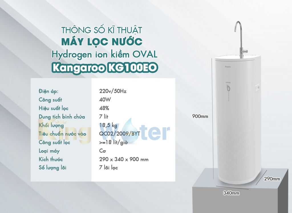 Thông số kĩ thuật máy lọc nước ion kiềm OVAL KG100EO